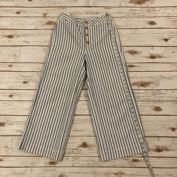 Madewell Emmett Wide-Leg Crop Pants in Stripe Button-Front Edition Moe Stripe 27 - Picture 6 of 16